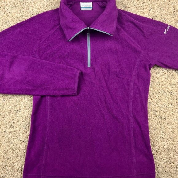 Columbia Fleece Jacket Womens S Small Purple 1/4 Zip Logo Embroidered Fall - Picture 1 of 7